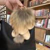 Cute Cartoon Rabbit Fur Keychain Small Lion Alloy Key Ring Pompon Bag Car Key Pendant