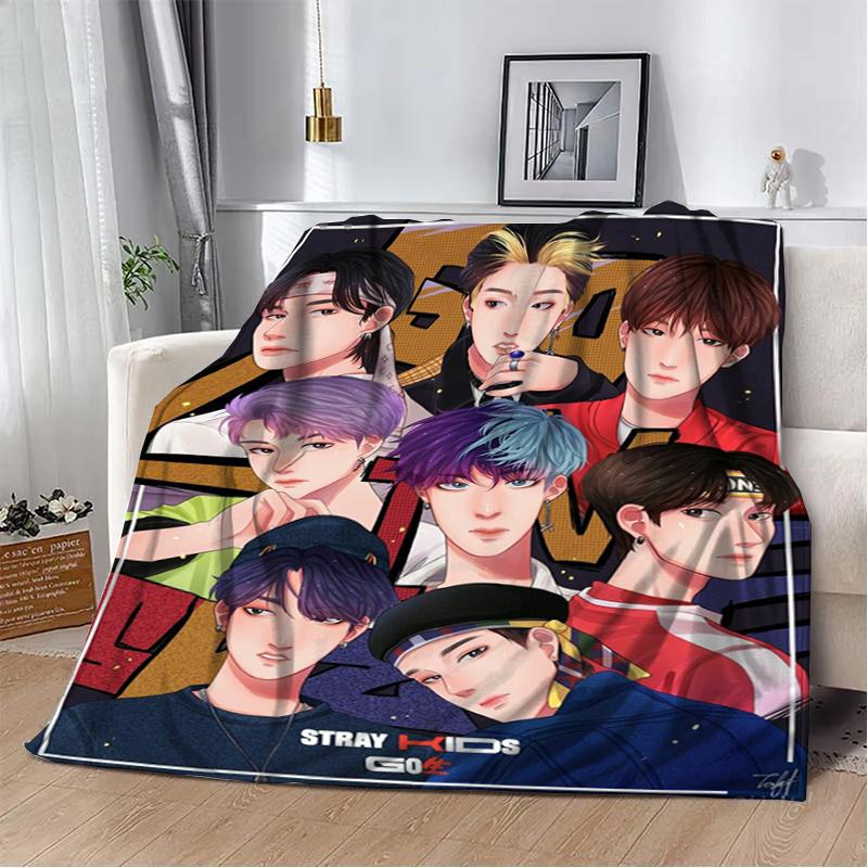 3D KPOP S-Stray-K-Kids Плед Плед для пикника Теплые фланелевые пледы Покрывала для дивана кровати Домашние Постельное белье Подарки на день рождения
