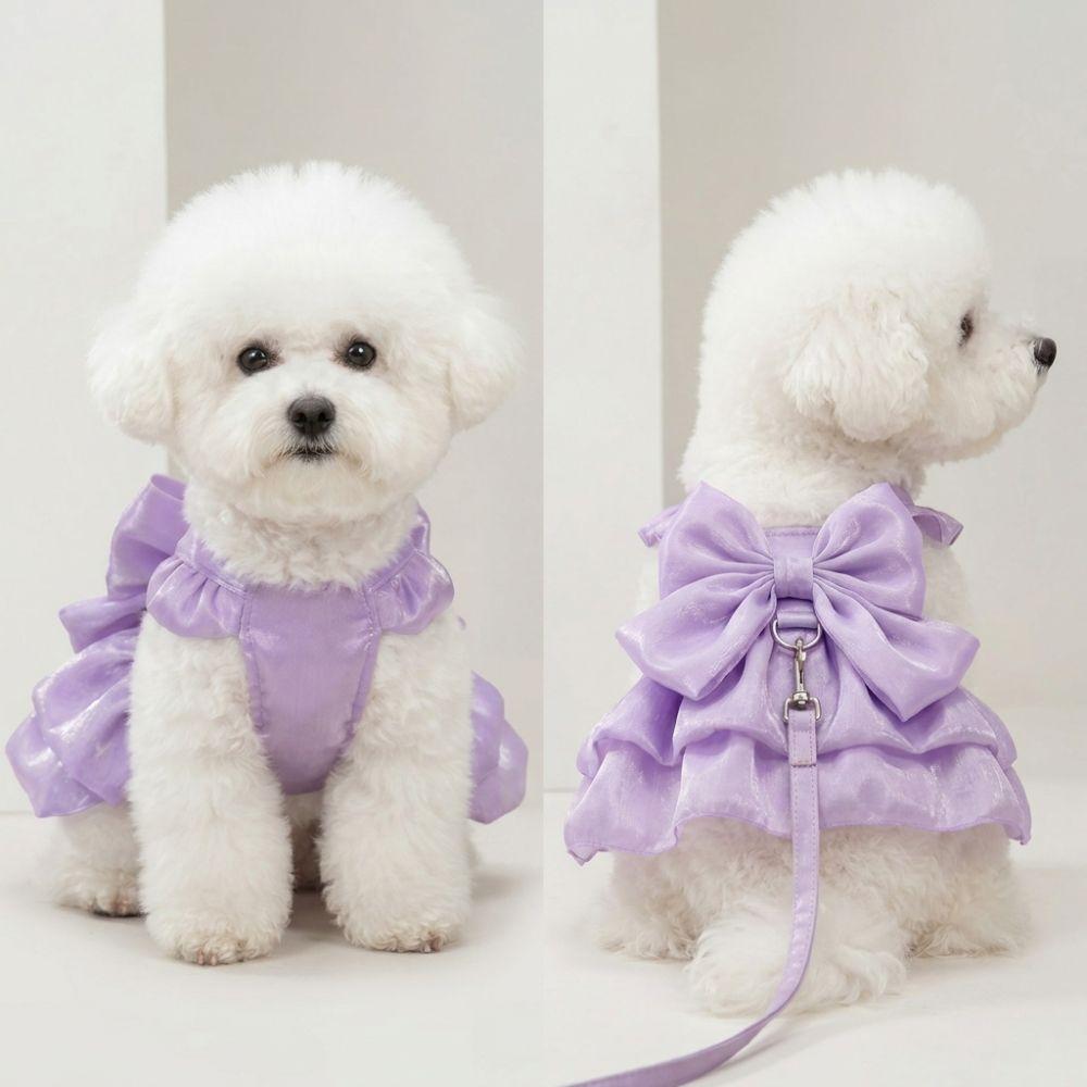 Breathable Puppy Princess Dress Bow Design Cat Dog Vest For Chihuahua Pomeranian Teddy
