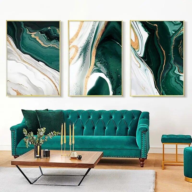 Современный зеленый мраморный холст, картина, настенная живопись, абстрактный роскошный плакат и принт для домашнего декора, интерьер, дизайн гостиной, без рамки