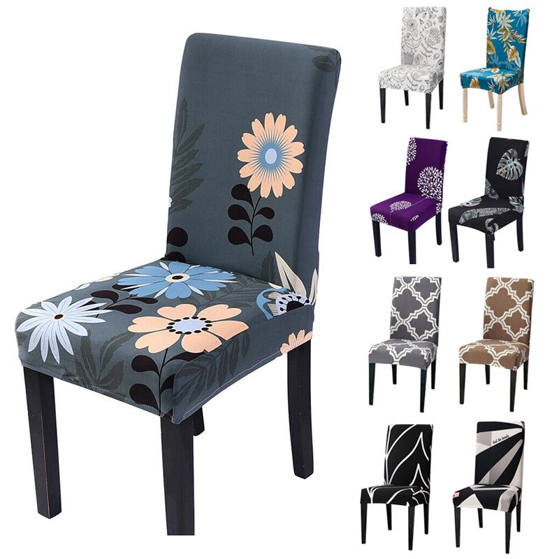 Printed Chair Cover Spandex Elastic Dining Chair Slipcover Removable Washable Chair Covers for Hotel Wedding Party Banquet Dining Room