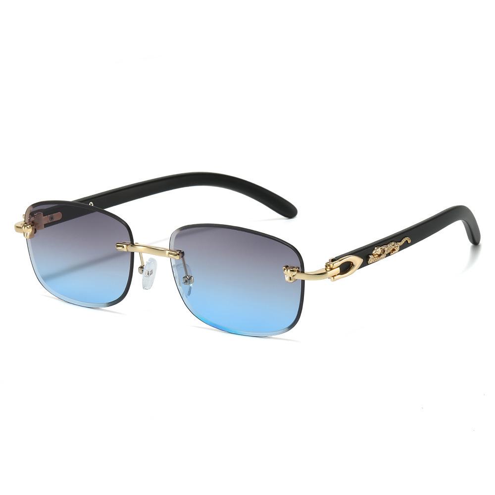 Frameless Sunglasses Personalized Leopard Square Glasses Men'S And Women'S Sunglasses