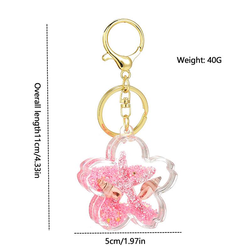 Cute Flowing Sand Flower Pendant Keychain Cute Backpack Ornaments Pendant Keyring For Bag Jewelry Gifts
