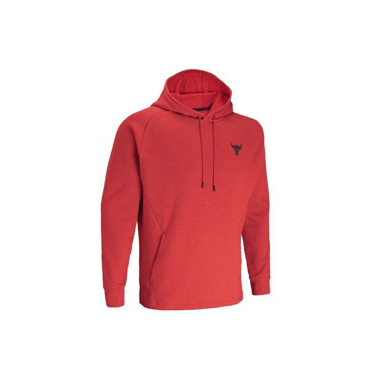 Under Armour Project Rock Charged Cotton Fleece Breathable Sports Hoodie Men Tops Red 1367033-600