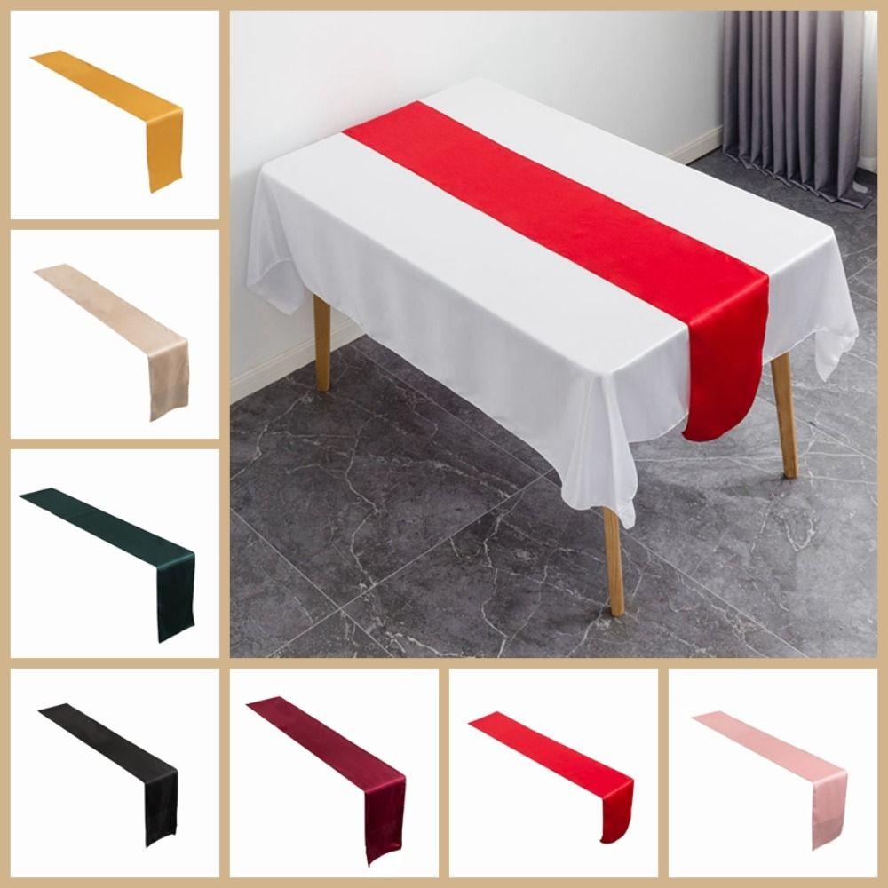 Гладкий атласный столовый раннер однотонная скатерть современная накладка на стол банкет