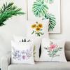 Green Plant Cushion Pillow Home Decor Sofa  Nordic Tropical Palm Leaf Sunflower Print Case