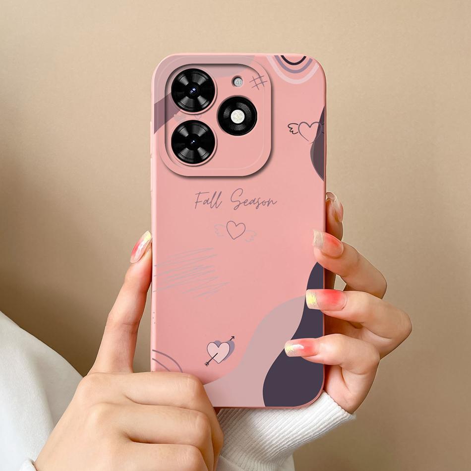 Чехол для Tecno Spark Go 2024 Простой Сердечко Мягкий Жидкий Силикон Защита Камеры Задняя Крышка Для Tecno SparkGo Funda Чехол для Телефона