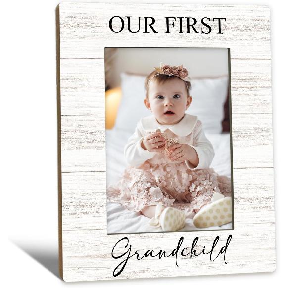First Granddaughter Gifts Picture Frame 4x6, First Time Grandparents Gifts Photo Frame, New Baby Gift for Grandparents, New Grandparent Gift Wooden