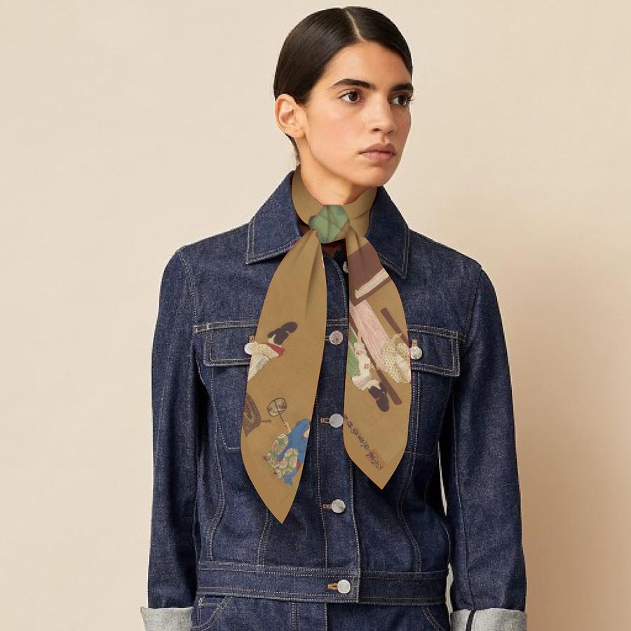 Silk Scarf Women Practice Print Square Scarves Head Echarpes Silk Foulards Femme Wraps Beach Shawls Bandana Lady Hijabs 90CM