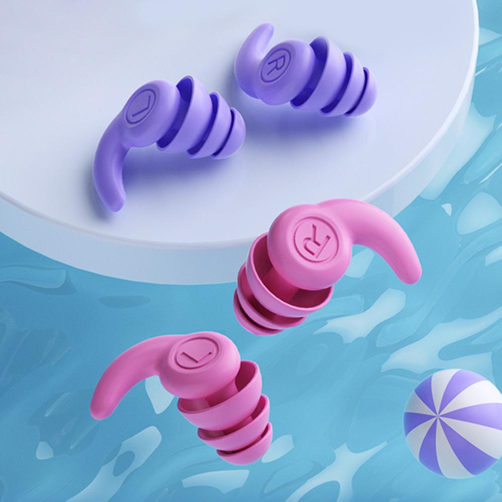 1 Pair Silicone Swimming Ear Plugs Canceling Noise 3 Layers Sleep Noise Ear Plug Reduction Soundproof for 5-12 Year Old Children