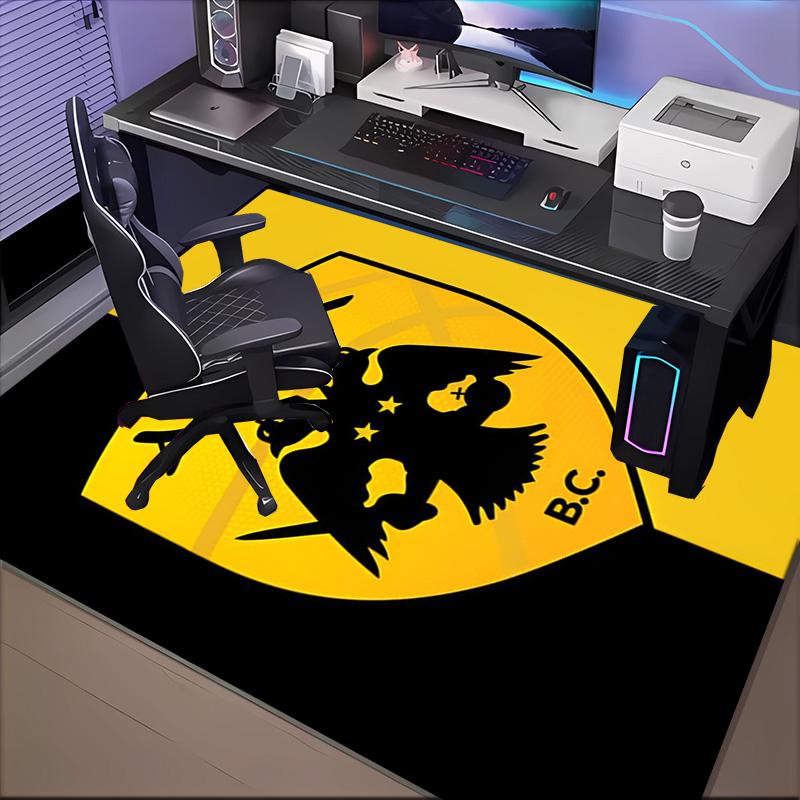 AEK AthensGolden And Black Crest Design Rug Office Floor Mat - Machine Washable for Bedroom, bedroom, livingroom, Room Decor Fan Gifts Christmas