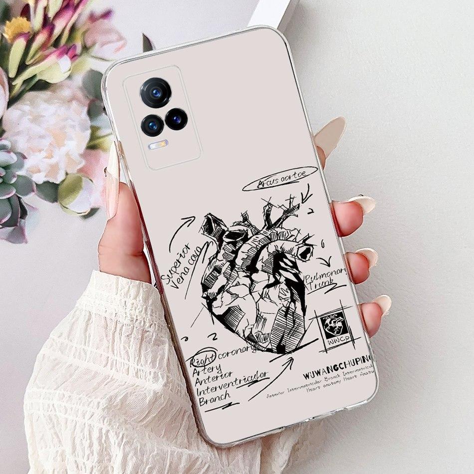 Чехол для телефона Vivo V21e V2061 / V21 4G 5G V2050 V2066 VivoV21e V 21 4G Элегантный цветочный принт с кошкой Мягкий силиконовый ТПУ Чехлы