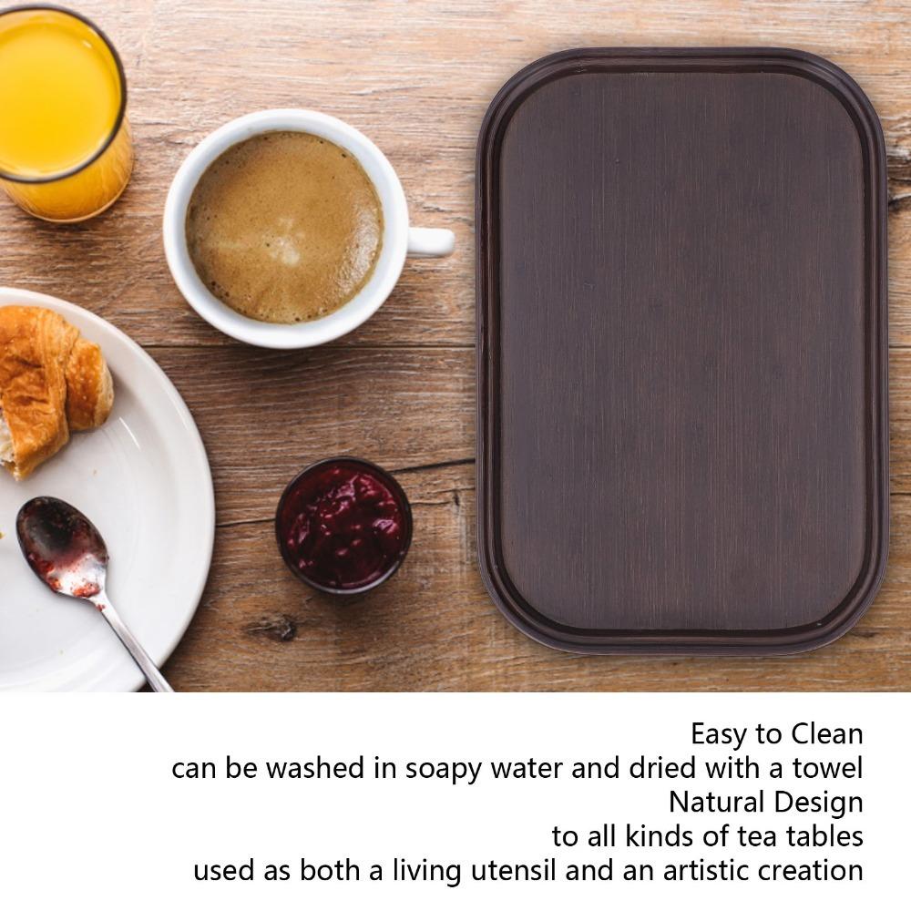 Rectangle Shape Bamboo Serving Tray Walnut Finish Fruit Tray Elegant Tea Tray Home Decor