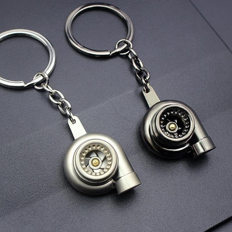 Car Auto Turbo Keychain Sleeve Spinning Turbine Turbocharger Key Chains Keyfob