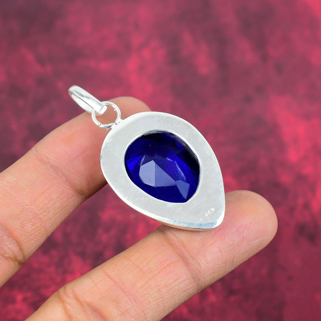 Подвеска из драгоценного камня ручной работы с танзанитом, подвеска из стерлингового серебра 925 пробы, антикварные ювелирные изделия, подвеска для подарка на помолвку