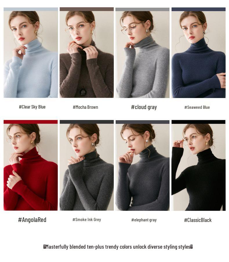 2026 Le Kasha Women's Pure Cashmere Ribbed High Neck Base Layer Top