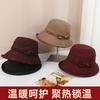 Temperament Mother Bucket Hat Women Autumn and Winter Versatile Elegant Washbasin Hat Simple Cold Warm Big Brim Hat
