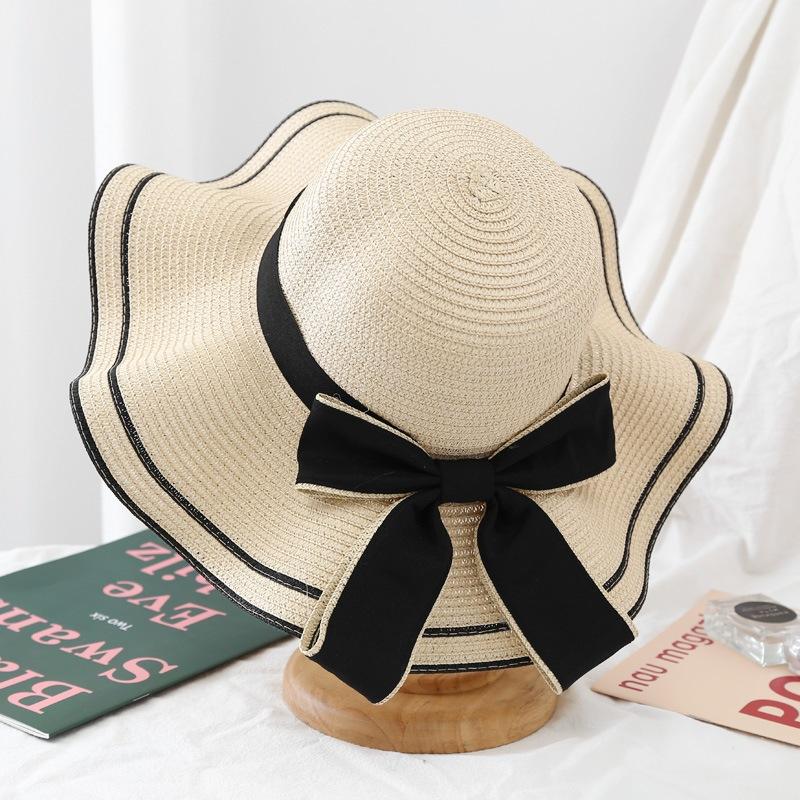 Новая летняя женская шляпа от солнца, повседневная модная шляпа-панама с бантом, соломенная шляпа с лентой-бантом, дорожная пляжная шляпа, универсальная, устойчивая к УФ-излучению