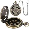 Mini DND Dice Set with Steampunk Bronze Hollow Case for Pocket Watch, 7Pcs Polyhedral Metal Dice Set, Dungeons and Dragons Gifts