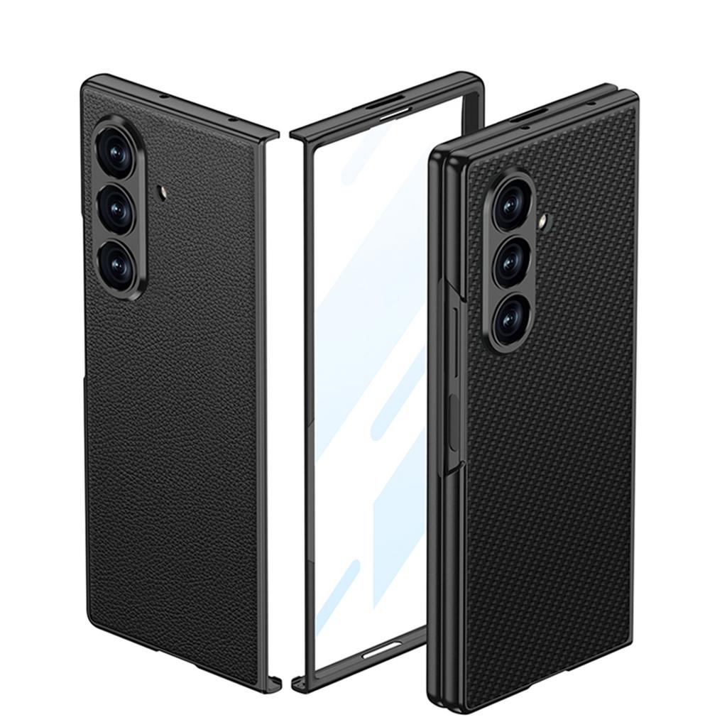 Samsung Zfold7 Mobile Phone Case Matte Paint Plain Leather Built In Wireless Charging Film Creative Protection Case