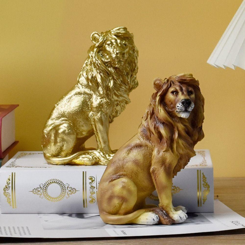 Retro Animal Ornament Luxury Miniatures Figurine Sculpture Desktop Decoration Lion Statue  Bedroom
