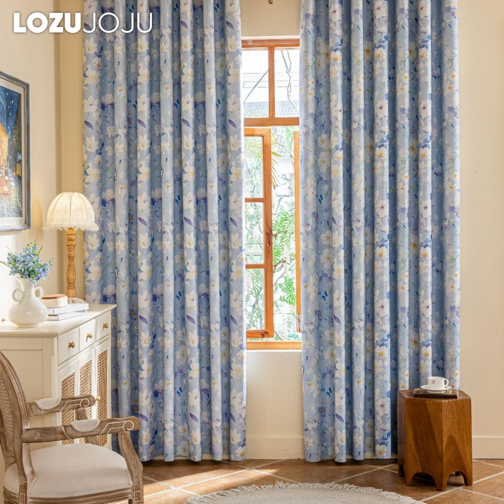 1 шт. LOZUJOJU Шторы в скандинавском деревенском стиле с синим принтом и полными шторами блэкаут для спальни, гостиной, балкона, окна для домашнего декора