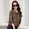 Маленькая кожаная куртка женская короткая весенне-осенняя новая с чувством дизайна повседневная куртка-косуха из кожи топ