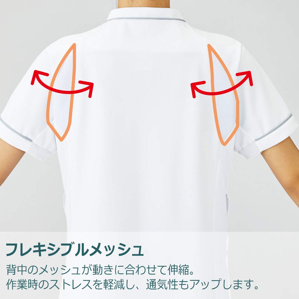 Медицинская туника для медсестры Verdexel VEM141 Топ Белый x Серебристо-серый S [Midori Anzen] Женская