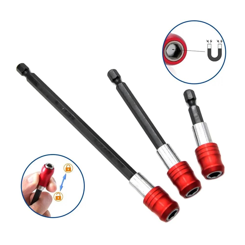1 Hexagonal Handle Red Three Piece Set Quick Release Self-locking Extension Rod 60/100/150mm Screwdriver Head Extension Rod