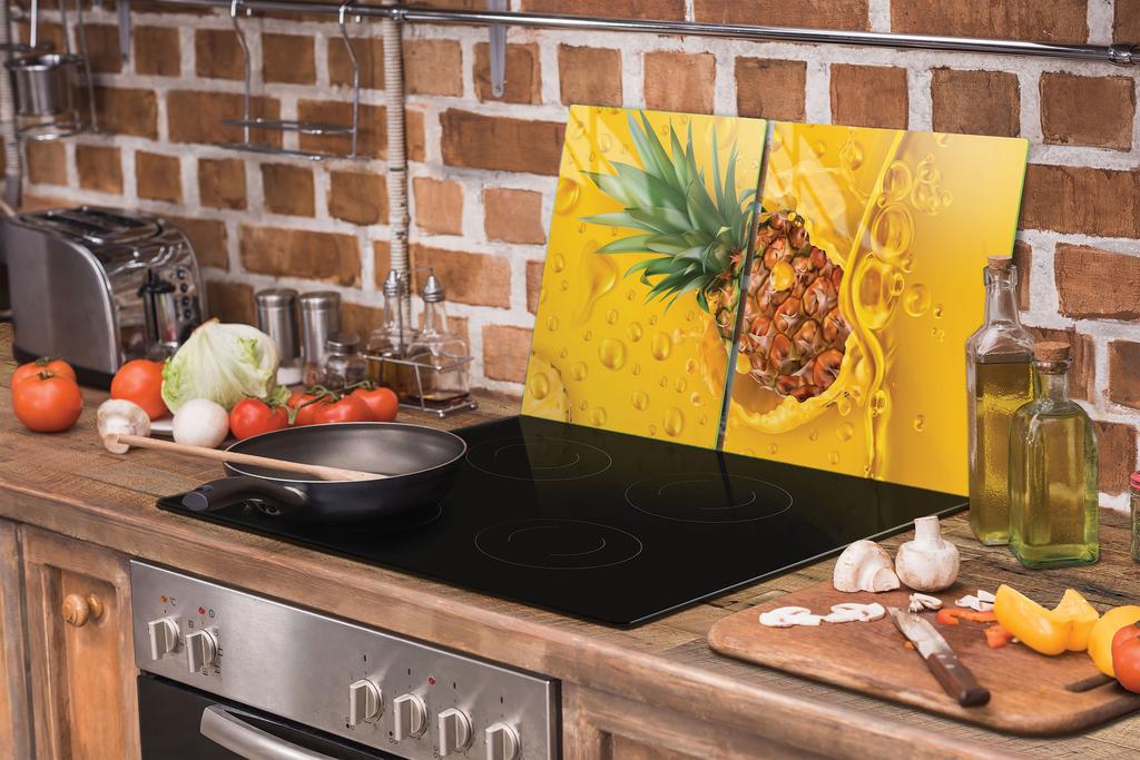 SZKLANA PŁYTA OCHRONNA NA KUCHENKĘ 90x52 ANANAS