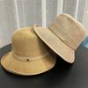 Hat Women's Spring and Autumn Sunscreen Sun Hat Elegant Fashion Leather Buckle Small Warped Edge Top Hat Showing Face Small Bucket Hat Basin Hat Tide