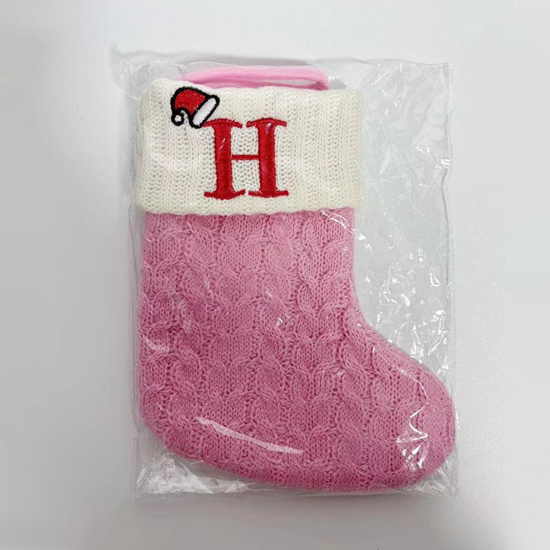 3d Pendant Gift Bag Letter Embroidered Gift Pendant Christmas Tree Decoration Pink Christmas Socks
