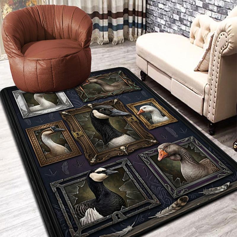 Goose Portraits Pattern Rug Floor Mat for Living Room or Bedroom Soft and Comfortable Carpet a Gift for Birthday and Holiday.