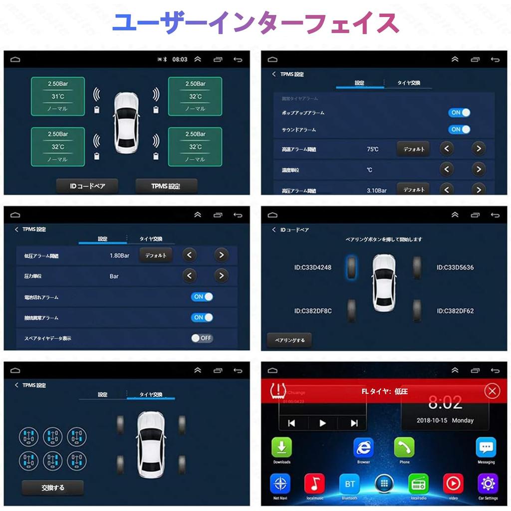 Датчик давления в шинах Stynxro для Android-навигации, TPMS 4 внешних датчика, Android Car DVD