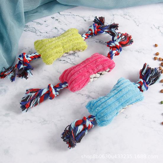 Plush Candy Dog Toy Interactive Chew Toy Rope Squeaky Stuffed Knot Puppy Tug of War Toy