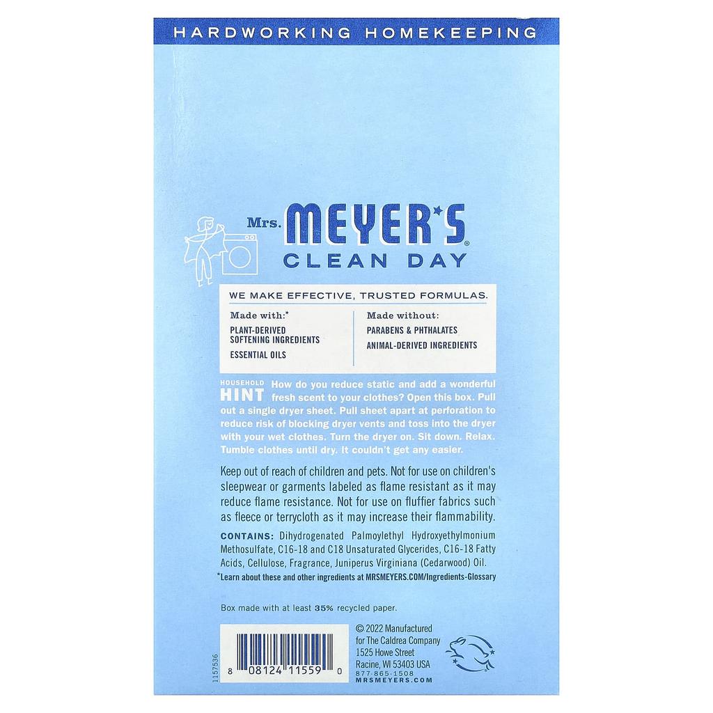 Миссис. Листы для сушильной машины Meyers Clean Day, Дождевая вода, 80 листов