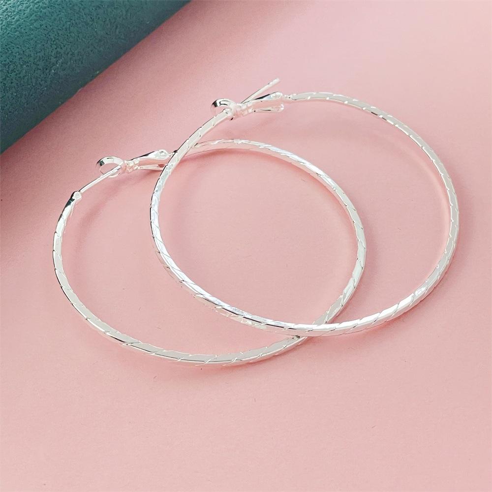 925 Sterling Silver Fashion Minimalist 5CM Car Flower Ear Buckle Large Earrings Birthday Party Anniversary Gift Daily Wear