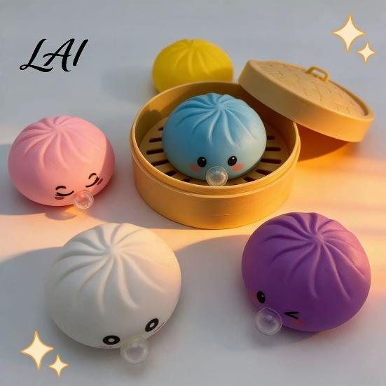 Stress Relief Squeeze Toy 1/3/5Pcs Bubble Blowing Cartoon Dumpling Steamed Bun Soft Stretchy Dough Ball Fidget Anxiety