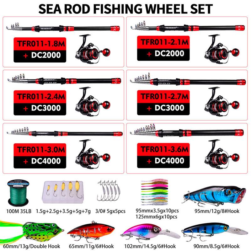 Новый рыболовный набор, комбинированная телескопическая удочка 1,8-3,6 м, карбоновая дорожная удочка с вращающейся катушкой, крючок для наживки, рыболовная сумка, подходит для летней пески