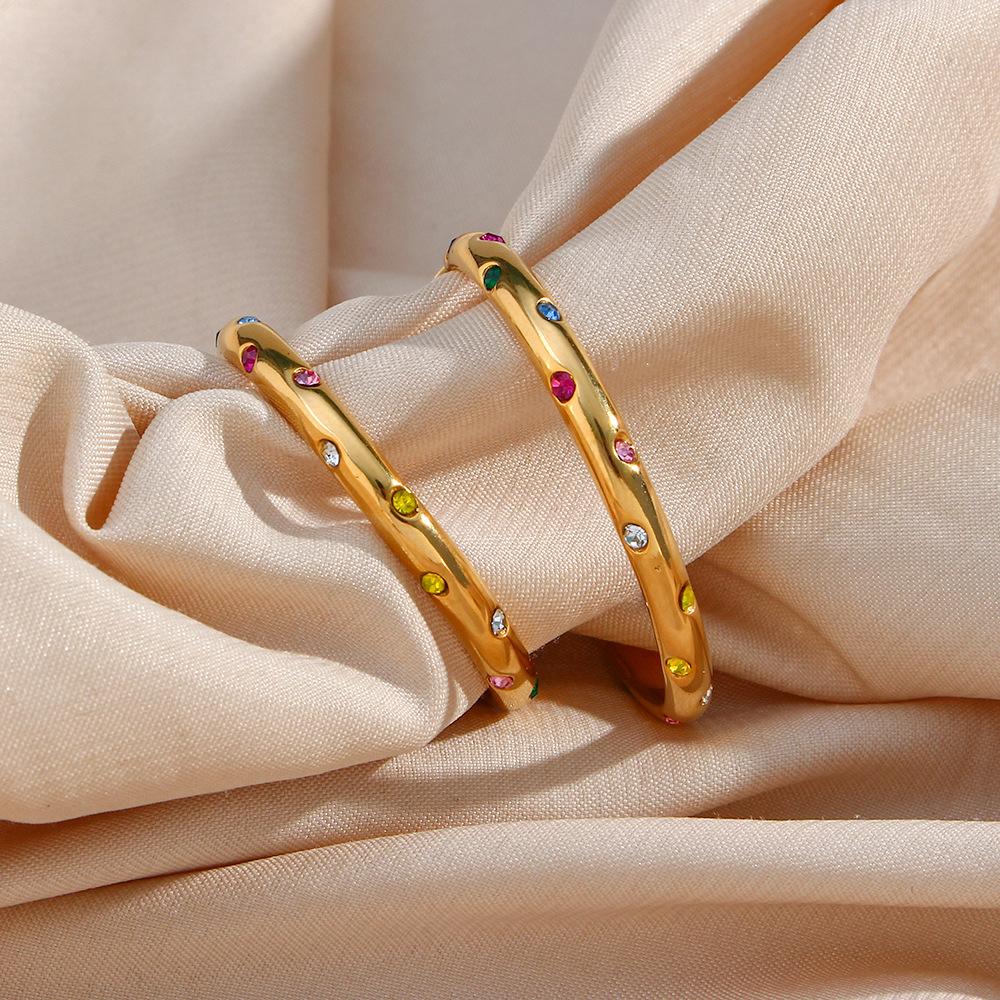 Fashion Stainless Steel Jewelry Statement Earrings 18k Gold Plated Studs Cubic Zirconia Earrings Big Hoop Earring