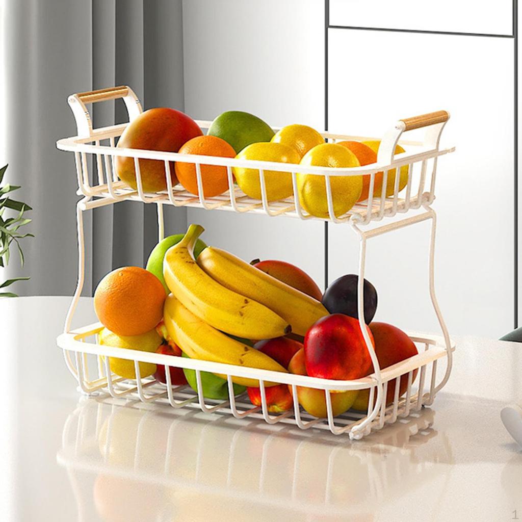 2 Tier Countertop Fruit Basket Bowl Stand for Kitchen