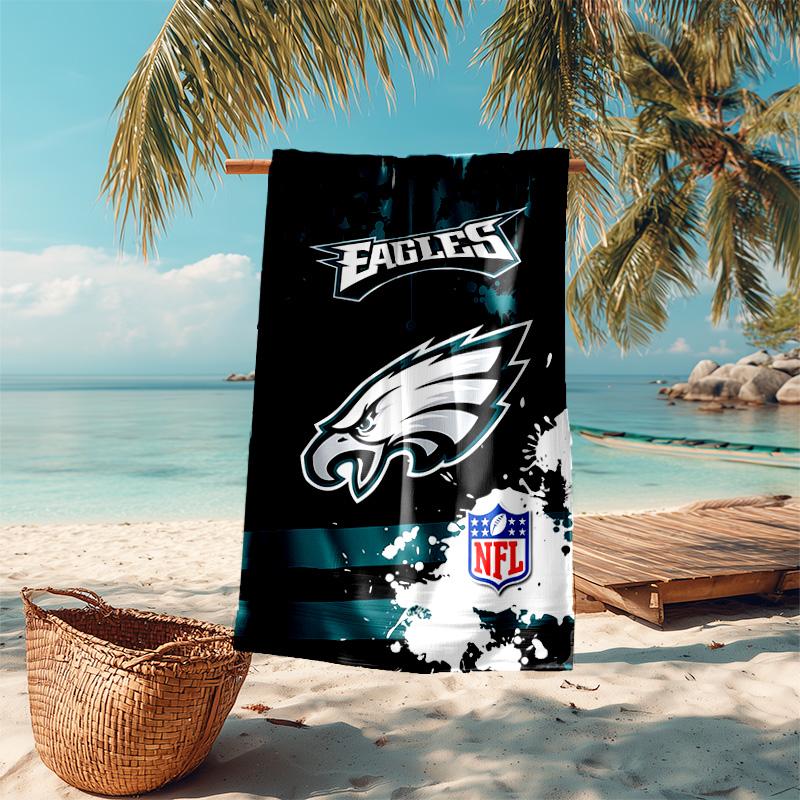 proof beach towel with Philadelphia Eagles LOGO pattern - soft,absorbent,quick-drying,machine washable - perfect for swimming,camping,bathing