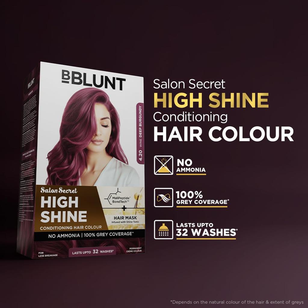BBLUNT Salon Secret High Shine Conditioning Hair Colour With BondTech™ For Strong Shiny Hair - Wine Deep Burgundy 4.20