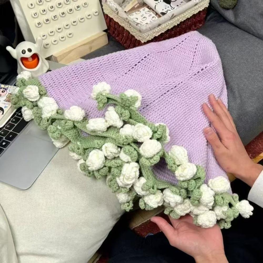 Unfinished Flower Bouquet Blanket Artificial Knitted Blanket  For Girlfriend and Mom Gift