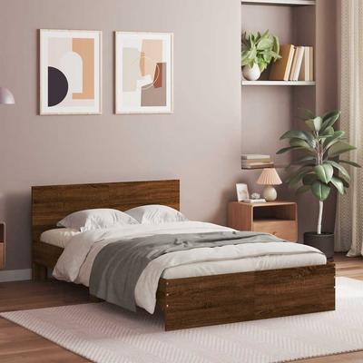 vidaXL Bettgestell Mit Kopfteil Braun Eiche-Optik 120x190 Cm