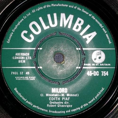 7-дюймовая пластинка Эдит Пиаф - Milord / Je Sais Comment 45DC754 Columbia 1959 UK Pop Б/у