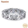 Tancise Women Classic 925 Sterling Silver  Zircon Ring Ladies Jewelry Wedding Promise Party Gift