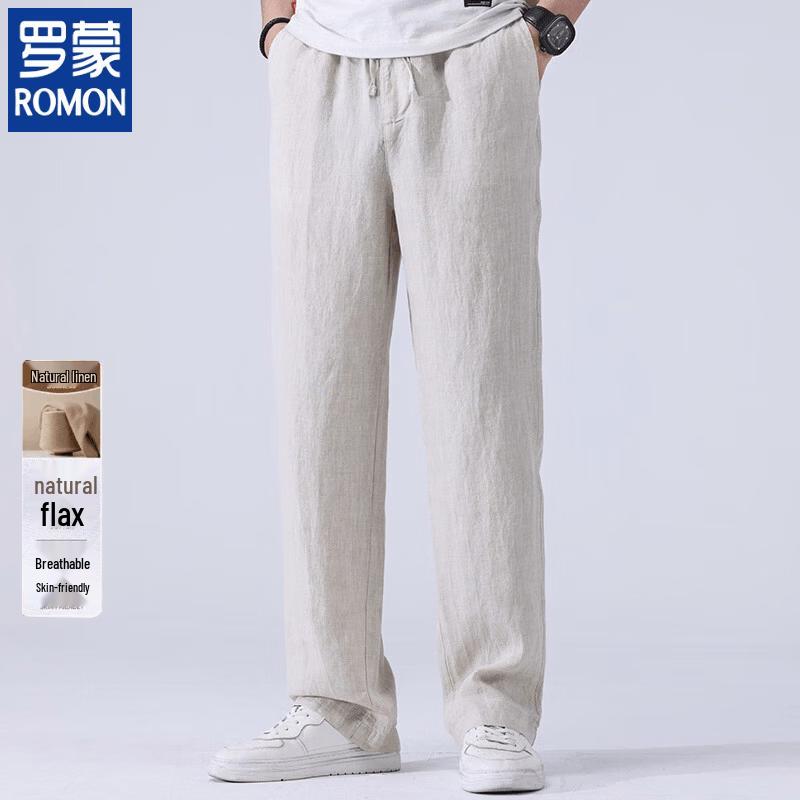ROMON Men's Summer Thin Linen Casual Pants