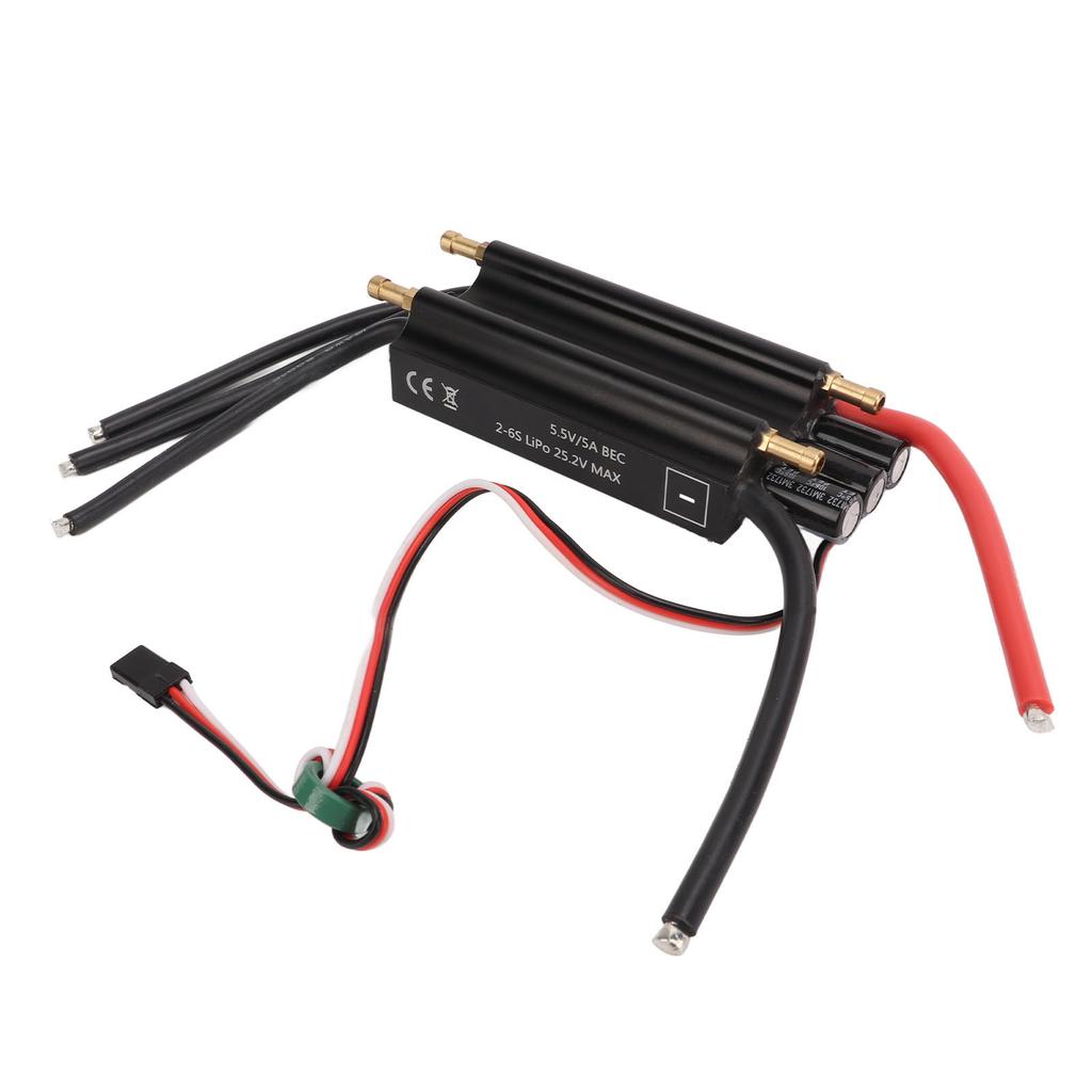 RC ESC 120A Water Cooled Waterproof 2 Way Black Built In BEC 210K Erpm Cycle Menu Settings Brushless ESC for RC Boats