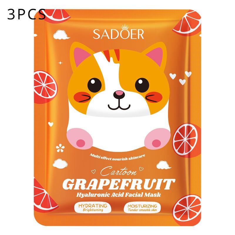 Sadoer Grapefruit Hyaluronic Acid Moisturising Cartoon Mask Delicate Moisture Mask